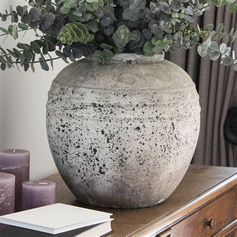 Large Distressed Stoneware Vase By Marquis And Dawe