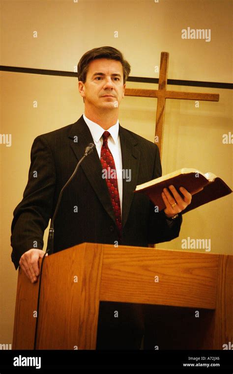 Pastor Preaching From Pulpit Stock Photo Alamy