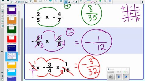 Addition and subtraction of algebraic fractions. 3. Notes - Negative signs in fractions with variables, & Multiplying and dividing fractions ...