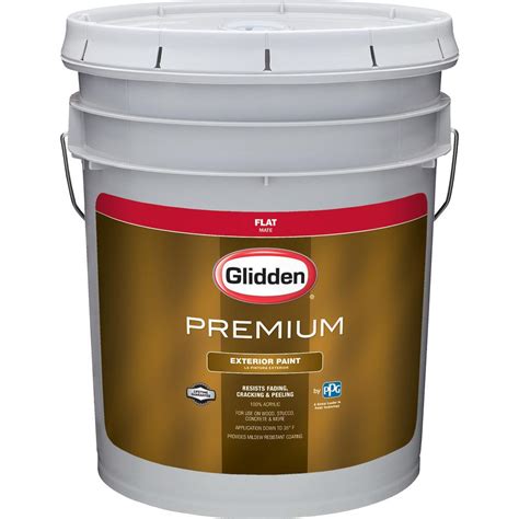 One gallon can of paint will cover up to 400 square feet , which is enough to cover a small room like a bathroom. Glidden Premium 5 gal. Flat Latex Exterior Paint-GL6111-05 ...