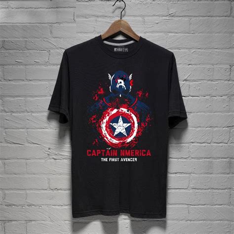 Cool Design Black Marvel Captain America T Shirts Mens Captain