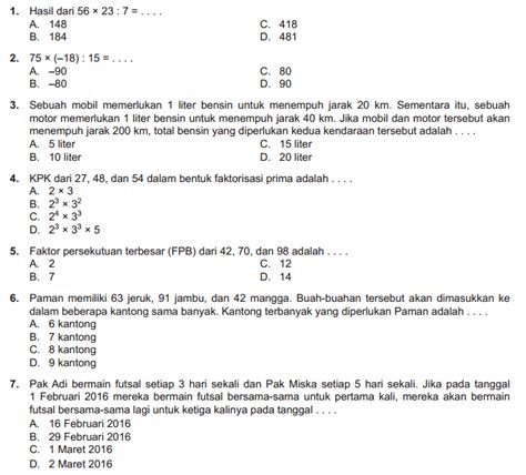 Contoh Soal Try Out Sd