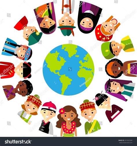 Vector Illustration Multicultural National Children Costumes Around