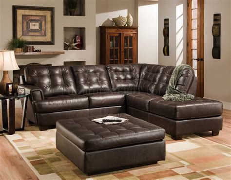 Living room look stuck in the past? Brown Tufted Top Grain Italian Leather Modern Sectional Sofa