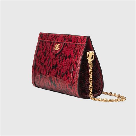 Hibiscus Red Snakeskin Ophidia Small Shoulder Bag Gucci Us