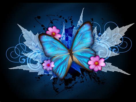 Free Download Wallpapers Blue Butterfly Art Wallpapers 1024x768 For