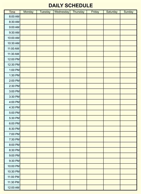 Daily Schedule Free Printable Daily Planner Template 24 Hour Format
