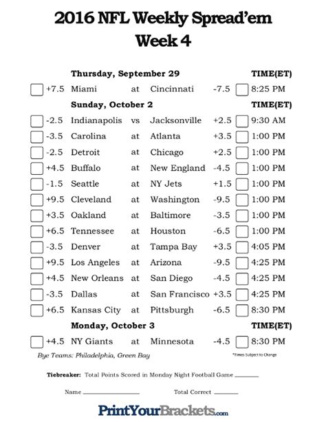 Week 8 Nfl Pick Em Sheet Printable Printable Templates