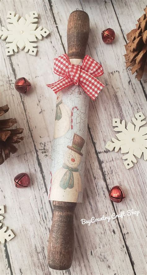 Christmas Mini Rolling Pinsrustic Farmhouse Etsy In 2021 Rolling