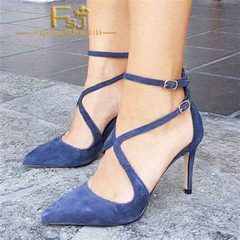 Womens Royal Blue Suede Dress Shoes Pointy Toe Stiletto Heels Pumps