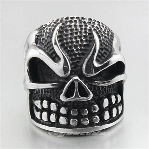 316l Stainless Steel Angry Skull Mens Biker Rocker Punk Ring 3c001 In