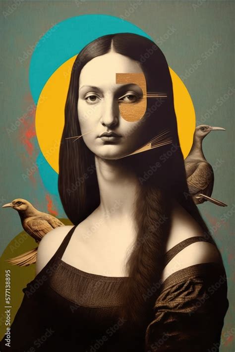 Abstract Contemporary Portrait Of Mona Lisa With Modern Print Pop Art