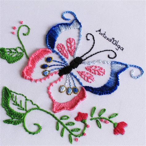 🦋 Mariposa Bordada A Mano Butterfly Embroidery Este Diseño Es Muy