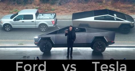 Tesla Cybertruck Vs Ford F 150 Tug Of War A Scene From Teslas
