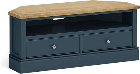 Bude Blue Painted Corner Tv Unit Storage Cabinet For Living Room Or