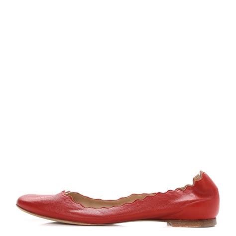 Chloe Nappa Leather Lauren Ballet Flats 36 Red 268991 Fashionphile