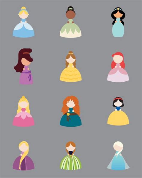 Download 11 disney character icons. Disney Princess icon set by student Sarah Wakefield | 디즈니 ...