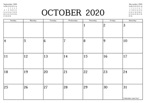 Calendar 10 2020 L A4 7calendarpdf