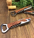 Personalized Bottle Opener Corkscrew - Bridesmaid Gift - Wedding Favor ...