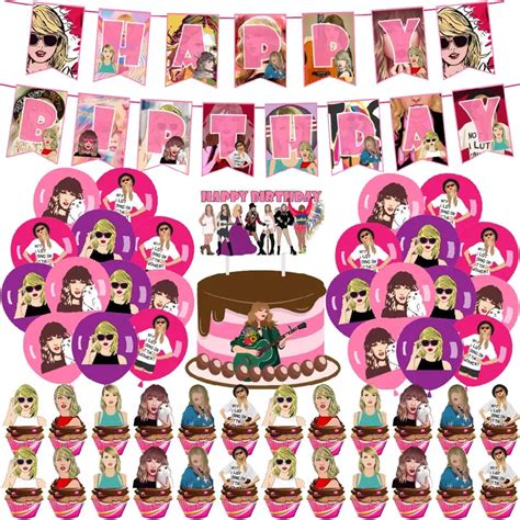 Taylor Swift Birthday Party Pack With Happy Birthday Banner Temu