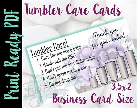 Tumbler Care Business Cards Perfect For The Back Of Your Etsy