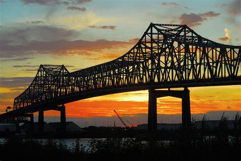 Mississippi River Bridge At Sunset By Paul D Taylor