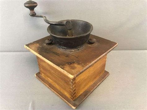 Antique Cast Iron And Wood Coffee Grinder Matthew Bullock Auctioneers