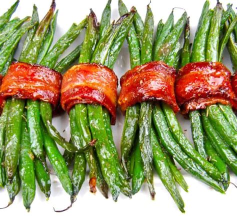 Grainy mustard, green beans, salt, balsamic vinegar, evoo, maple syrup. Bacon Wrapped Green Beans - Keto/Low Carb - Keto Cooking ...