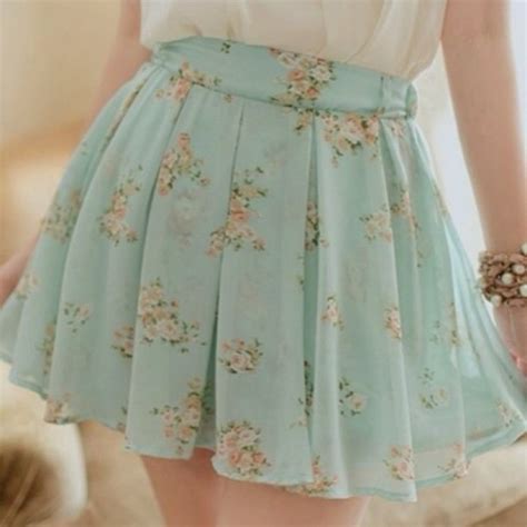 Skirt Vintage Pastel Retro Flowy Cute Pretty Floral Flowers