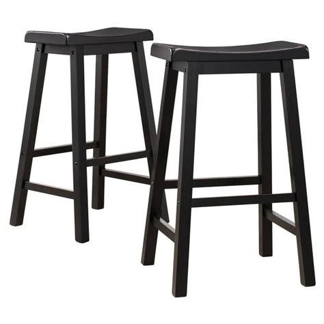 weston home ashby 29 backless wood bar stools set of 2 black rubbed finish