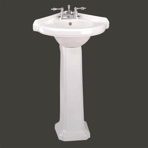 Corner Bathroom Pedestal Sink White 22 Small With Overflow And Faucet