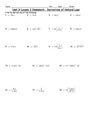 How to teach fractions and free worksheets to support fractions. Derivatives Of Natural Logs Worksheet - Fill Online ...