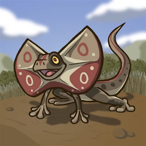 How To Draw A Cartoon Frilled Neck Lizard Lizard Drawing Outline At