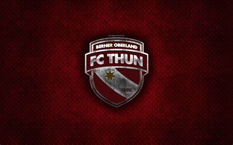 Download wallpapers FC Thun, Swiss football club, red metal texture