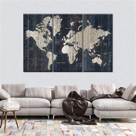 Old World Map In Blue Wall Art Is The Ideal Piece For The Modern Home