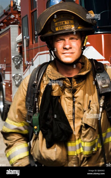 Portrait Of A Firefighter Stock Photo Alamy
