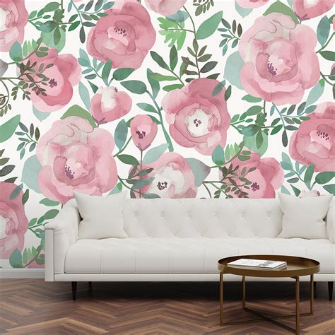 Astm3905 Blooming Floral Darling Pink Wall Mural By Katie Hunt