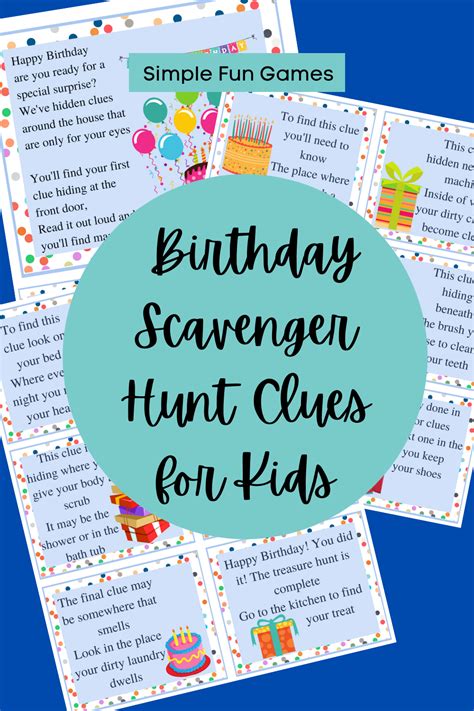 Birthday Indoor Treasure Hunt Clues Birthday Scavenger Hunt Etsy