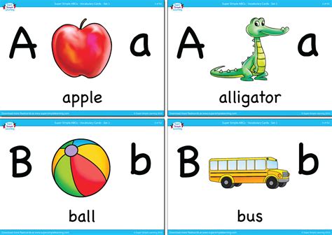 alphabet vocabulary flashcards set  super simple