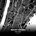 Black map poster template of Mount Vernon, New York, USA | HEBSTREITS ...