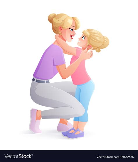 Mother Hugging Daughter Royalty Free Vector Image