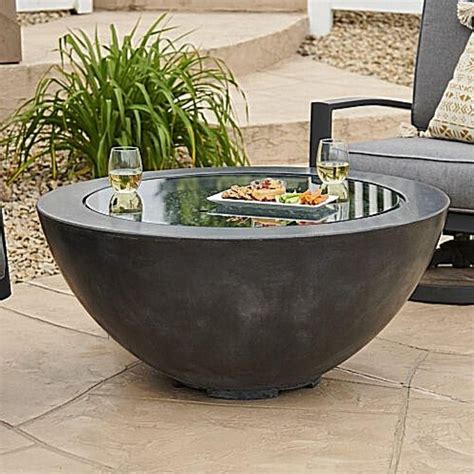 The Outdoor Greatroom Company Cove Midnight Mist 42 Fire Bowl With Glass Top Natural Gas Fire