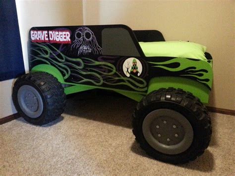 Cabin bed midsleeper with diggers tent & tunnel kids bed | ebay. Grave Digger Bed | Big kids room, Monster truck room