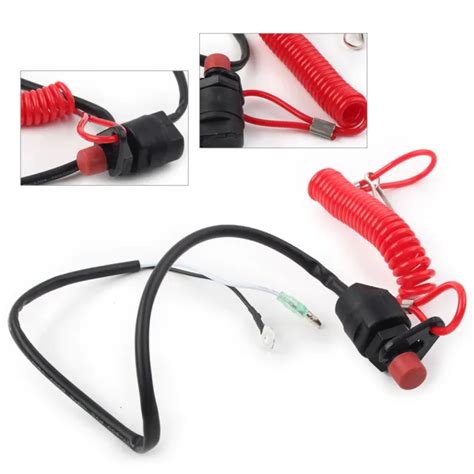 universal boat outboard engine motor kill stop switch with safety tether lanyard 10 01 picclick