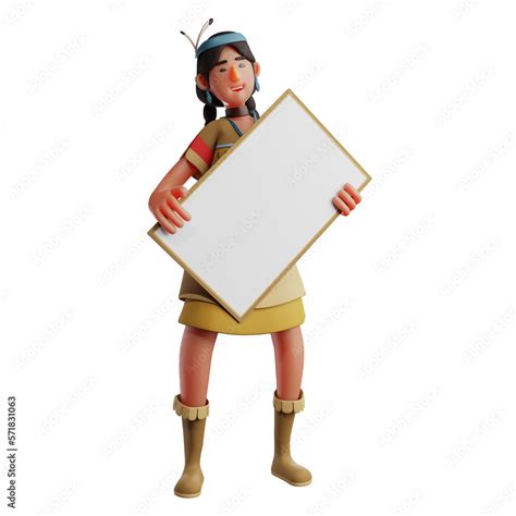 3d cartoon indian girl with a whiteboard 3d design indian girl has a whiteboard 3d