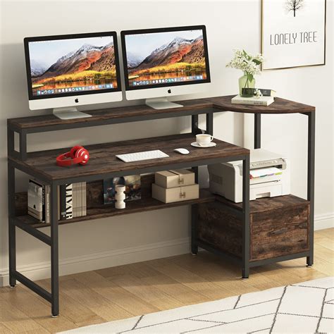 Buy Tribesigns Computer Desk With Hutch And Storage Shelves 63