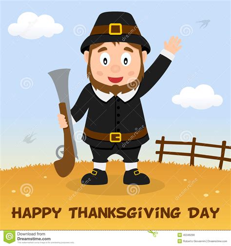 Pilgrim Man Happy Thanksgiving Card Stock Vector Illustration Of