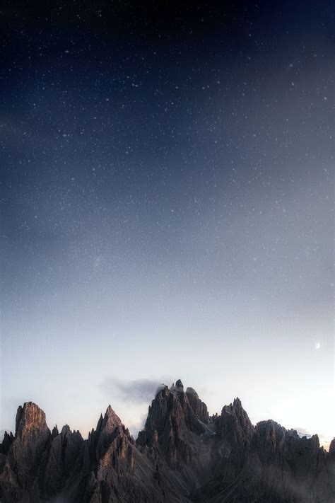 Tre Cime Di Lavaredo At Night In The Dolomites Italy Premium Image
