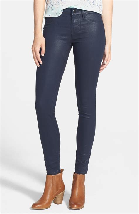 Articles Of Society Mya Coated Skinny Jeans Dark Blue Nordstrom