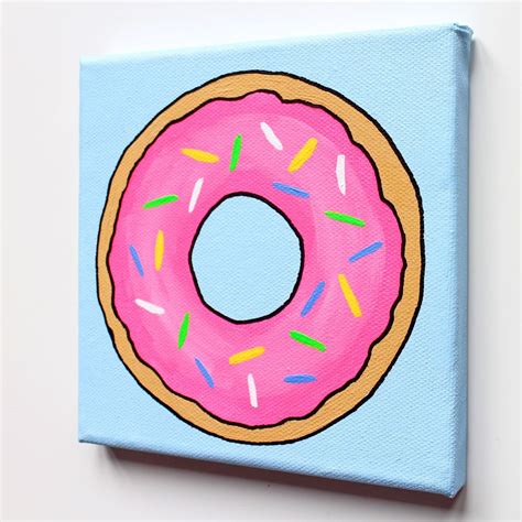 Donut Pop Art Painting On Miniature Canvas Acrylic Painting By Ian